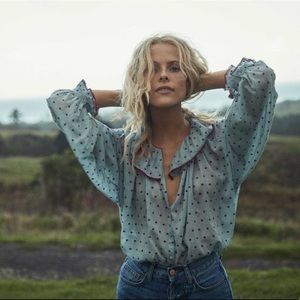 NWT DOEN JEMMA TOP -- AZURE SWISS DOT XXS